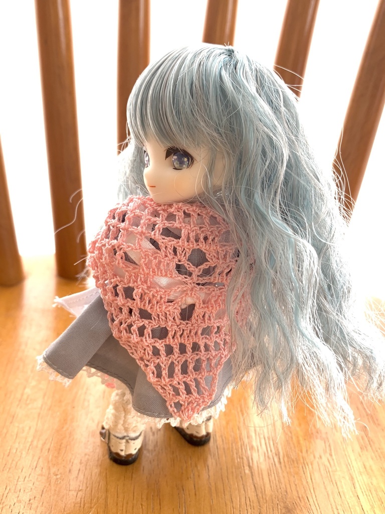 お花模様の三角ショール ぷちサイズ(ピンク)