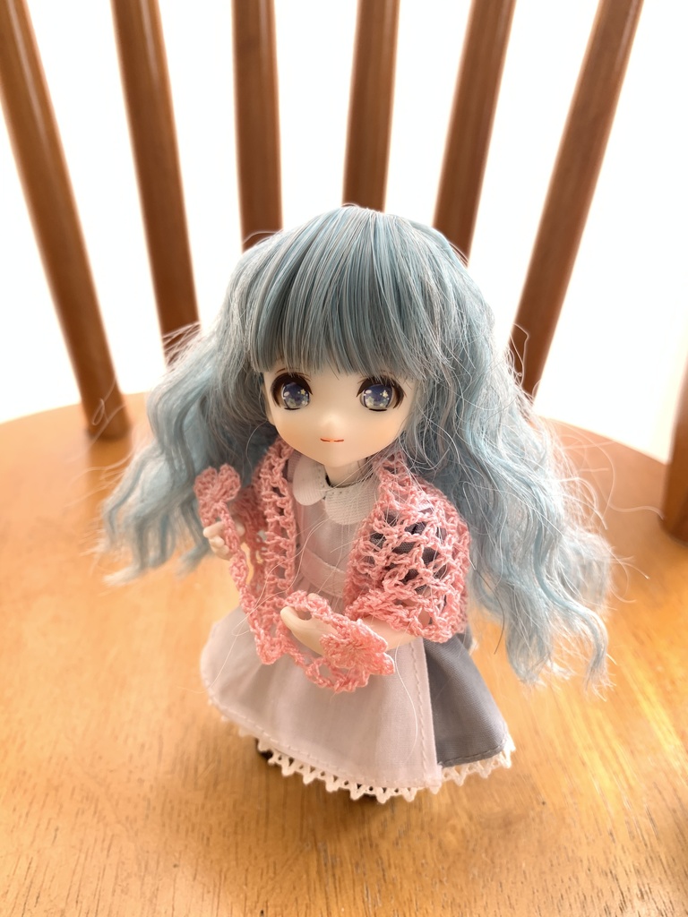 お花模様の三角ショール ぷちサイズ(ピンク)