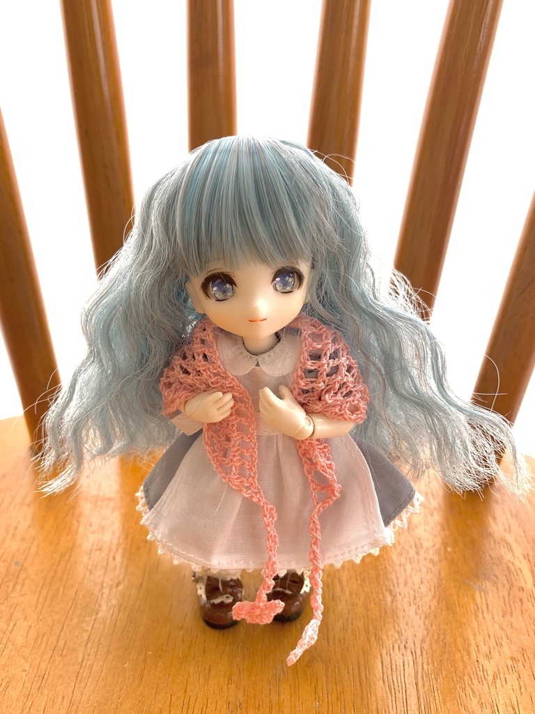 お花模様の三角ショール ぷちサイズ(ピンク)