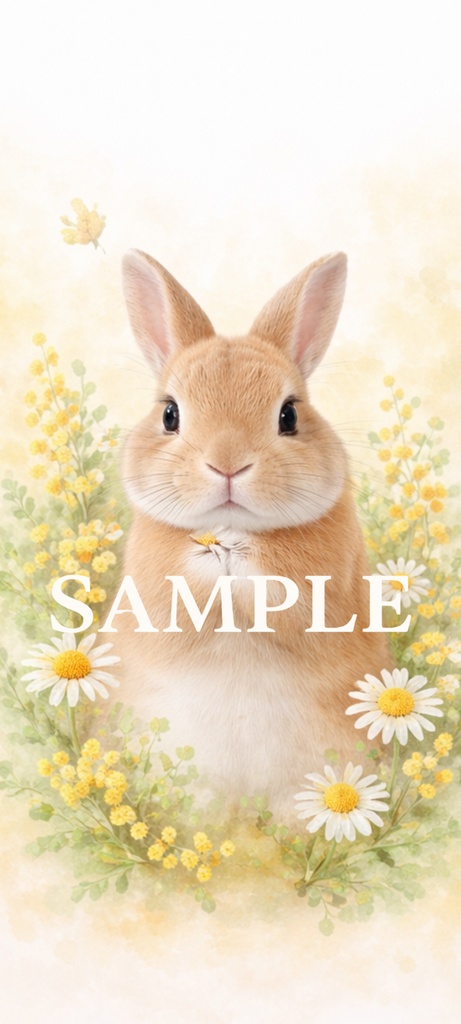 ふんわりうさぎのスマホ壁紙|水彩ナチュラルデザイン
