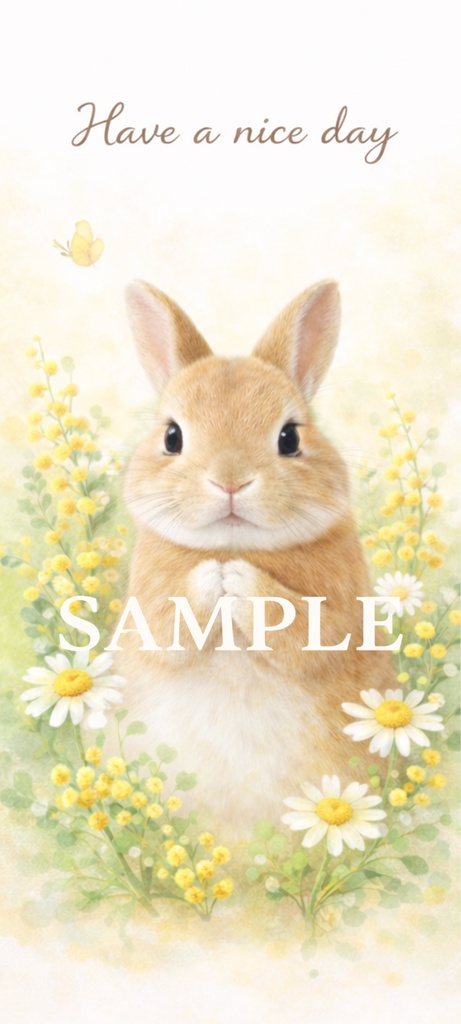 ふんわりうさぎのスマホ壁紙|水彩ナチュラルデザイン