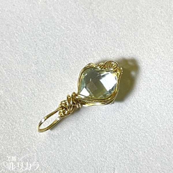 スイスブルートパーズ フカネ巻き®︎ワイヤーラップペンダントトップ