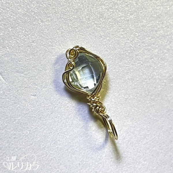 スイスブルートパーズ フカネ巻き®︎ワイヤーラップペンダントトップ