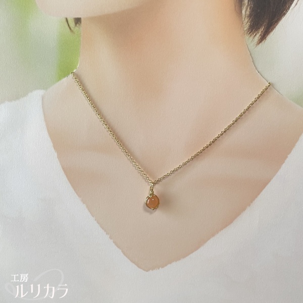 オレンジムーンストーン フカネ巻き®︎ワイヤーラップペンダントトップ