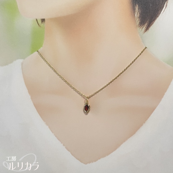 ガーネット フカネ巻き®︎ワイヤーラップペンダントトップ