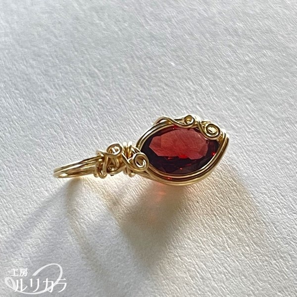 ガーネット フカネ巻き®︎ワイヤーラップペンダントトップ