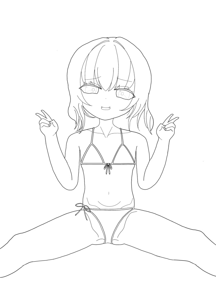 【無料版有り】【初心者向け】オリジナルメスガキキャラ線画1枚（練習用）