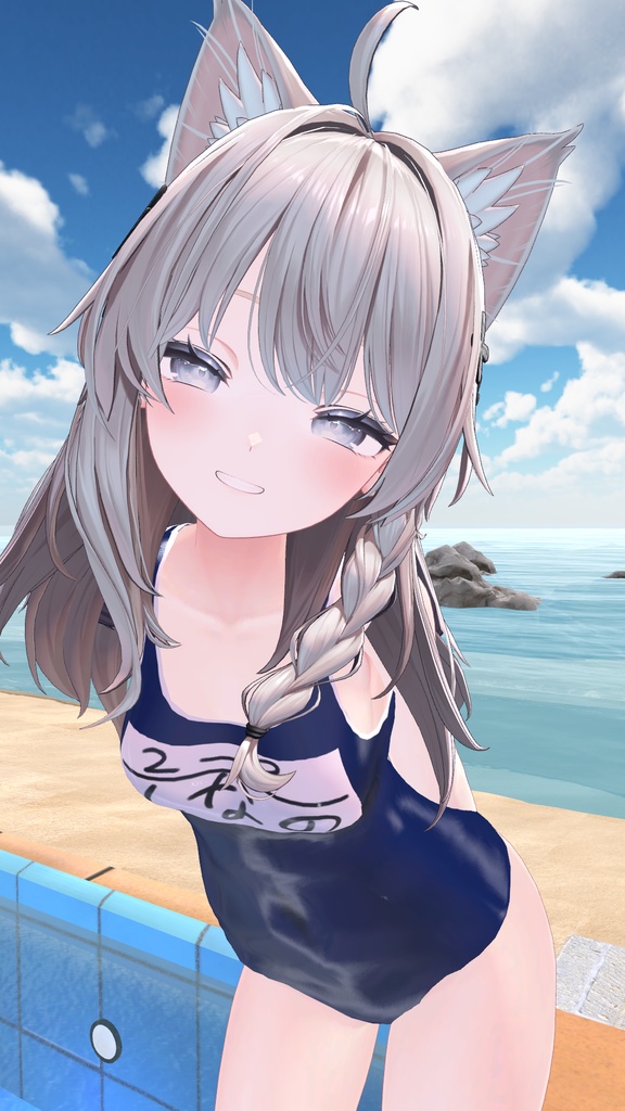 【しなのちゃん用】スクール水着 紺・白