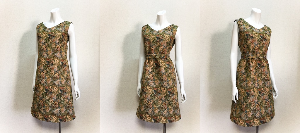 【1点もの・デザイン画付き】ベルト付きゴブラン織りノースリーブワンピース(KOJI TOYODA)