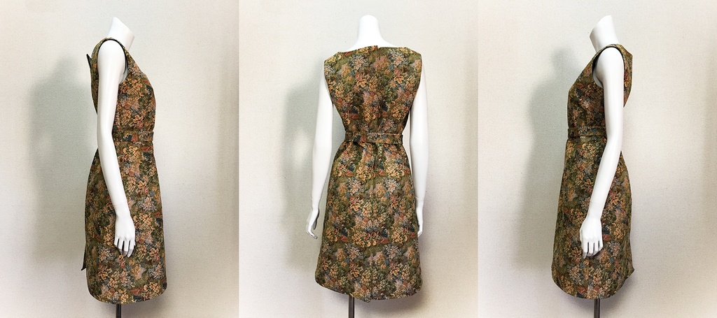 【1点もの・デザイン画付き】ベルト付きゴブラン織りノースリーブワンピース(KOJI TOYODA)