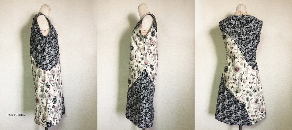 【1点もの・デザイン画付き】湾曲切り替えワンピース(KOJI TOYODA)