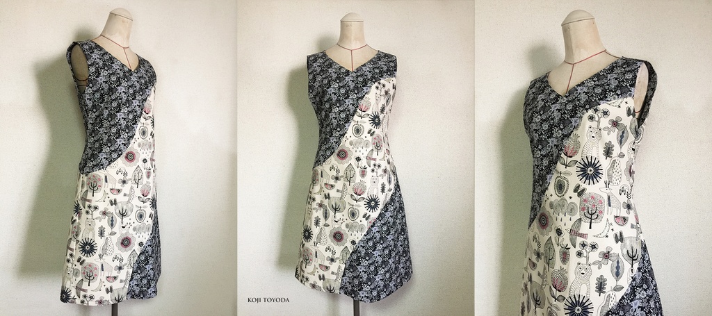 【1点もの・デザイン画付き】湾曲切り替えワンピース(KOJI TOYODA)