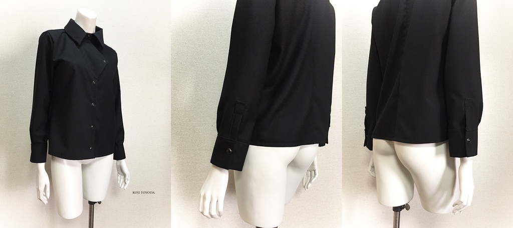 【1点もの・デザイン画付き】アシメトリー左右2種素材ブラウス(KOJI TOYODA)