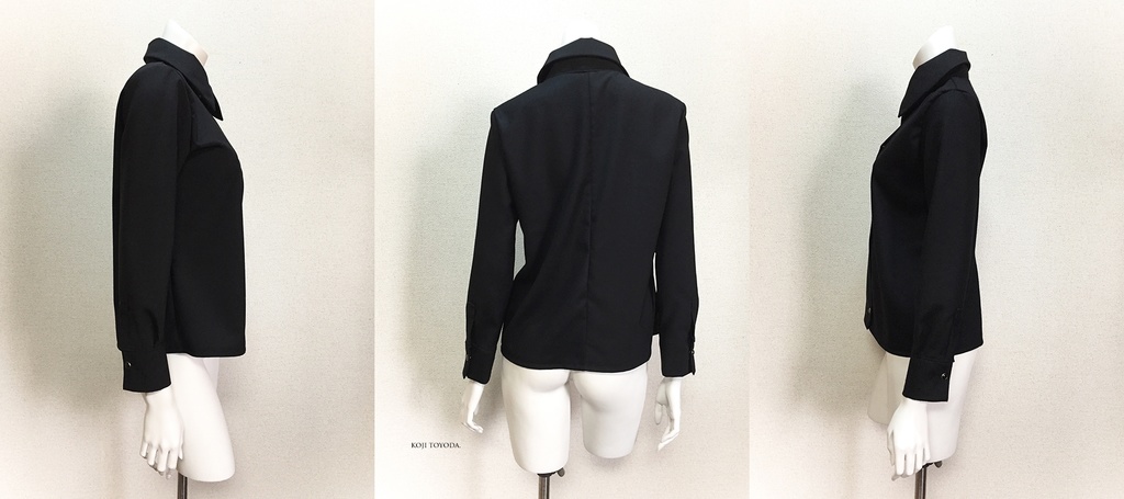 【1点もの・デザイン画付き】アシメトリー左右2種素材ブラウス(KOJI TOYODA)