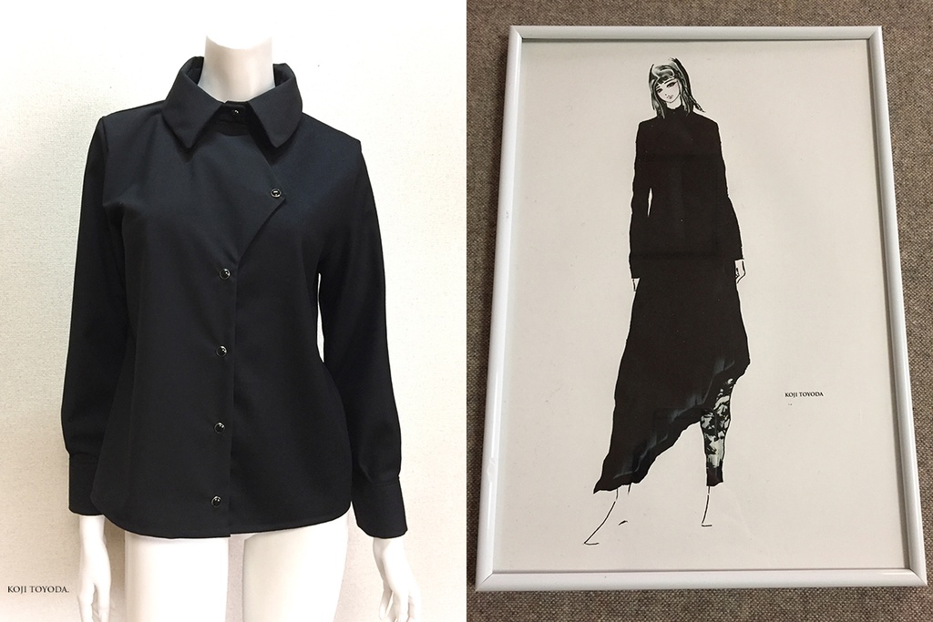 【1点もの・デザイン画付き】アシメトリー左右2種素材ブラウス(KOJI TOYODA)