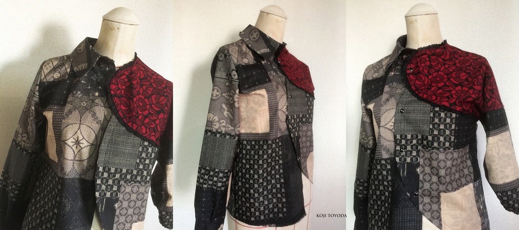 【1点もの・デザイン画付き】和柄アシメトリー変則ブラウス(KOJI TOYODA)