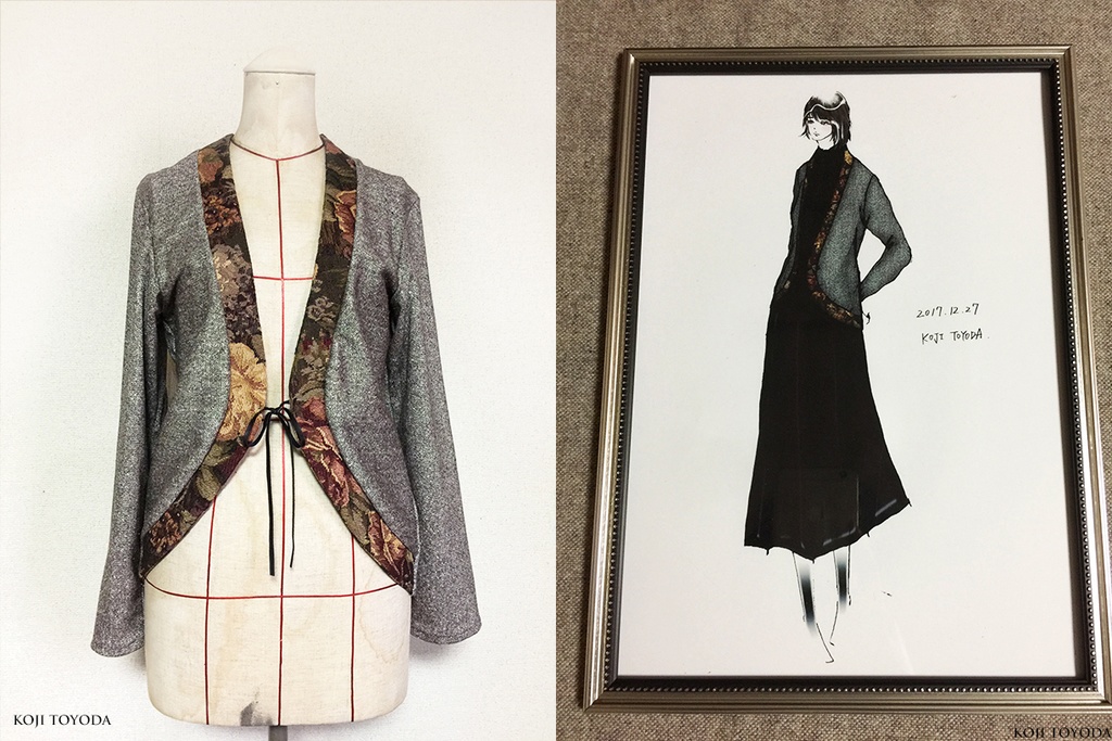 【1点もの・デザイン画付き】ゴブラン織り&ツイードジャケットカーディガン(KOJI TOYODA)