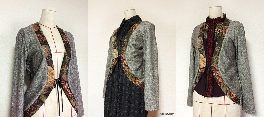 【1点もの・デザイン画付き】ゴブラン織り&ツイードジャケットカーディガン(KOJI TOYODA)