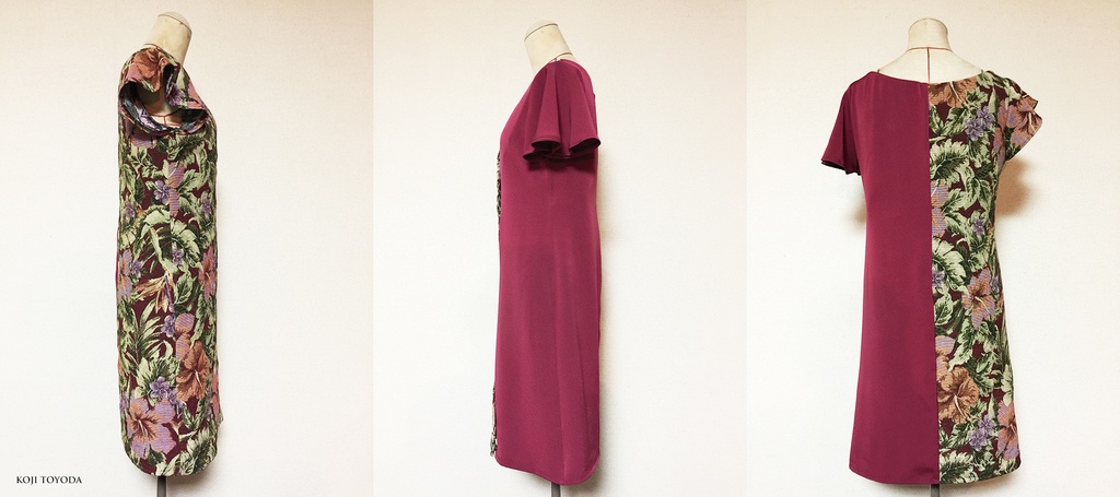 【1点もの・デザイン画付き】ゴブラン織りアシメトリー湾曲ワンピース(KOJI TOYODA)