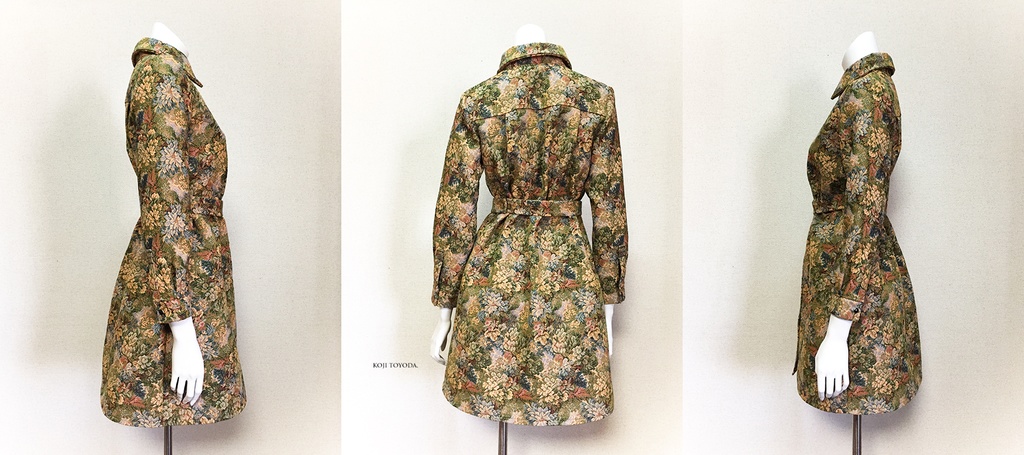 【1点もの・デザイン画付き】ベルト付きゴブラン織りシャツ型コートワンピース(KOJI TOYODA)