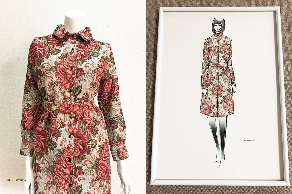 【1点もの・デザイン画付き】ベルト付きゴブラン織りシャツ型コートワンピース(KOJI TOYODA)