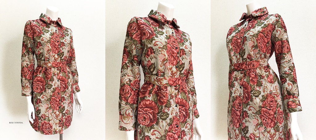 【1点もの・デザイン画付き】ベルト付きゴブラン織りシャツ型コートワンピース(KOJI TOYODA)