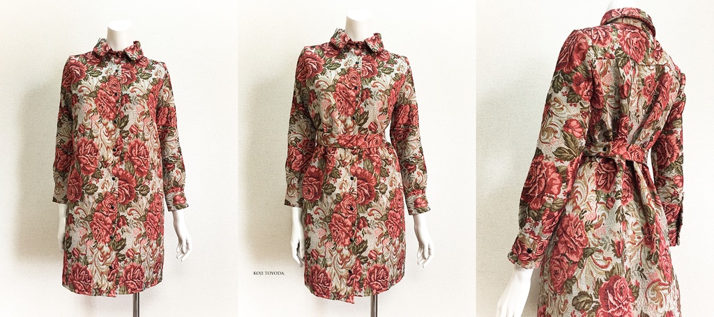 【1点もの・デザイン画付き】ベルト付きゴブラン織りシャツ型コートワンピース(KOJI TOYODA)