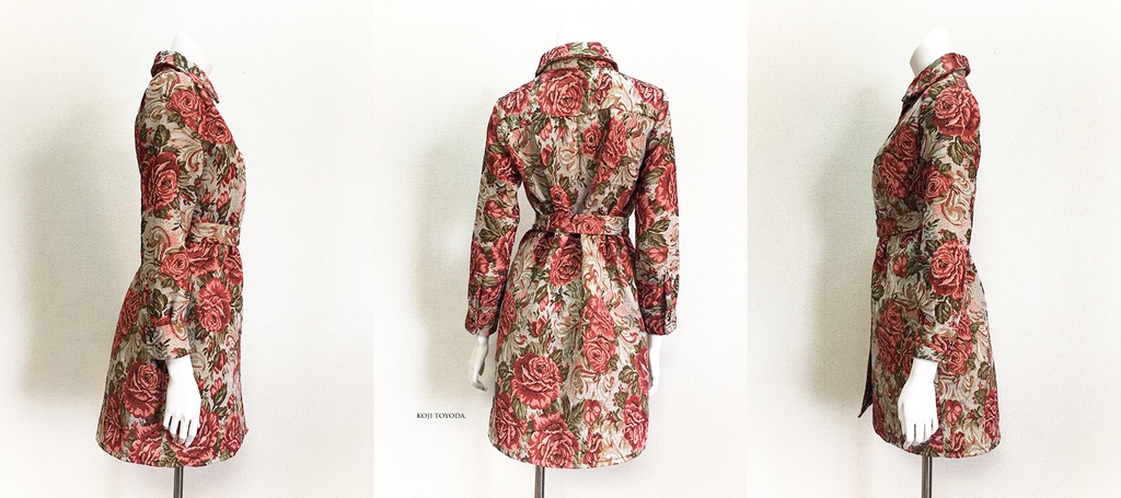 【1点もの・デザイン画付き】ベルト付きゴブラン織りシャツ型コートワンピース(KOJI TOYODA)