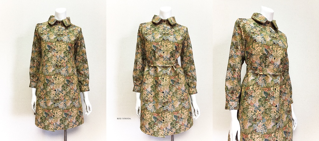 【1点もの・デザイン画付き】ベルト付きゴブラン織りシャツ型コートワンピース(KOJI TOYODA)