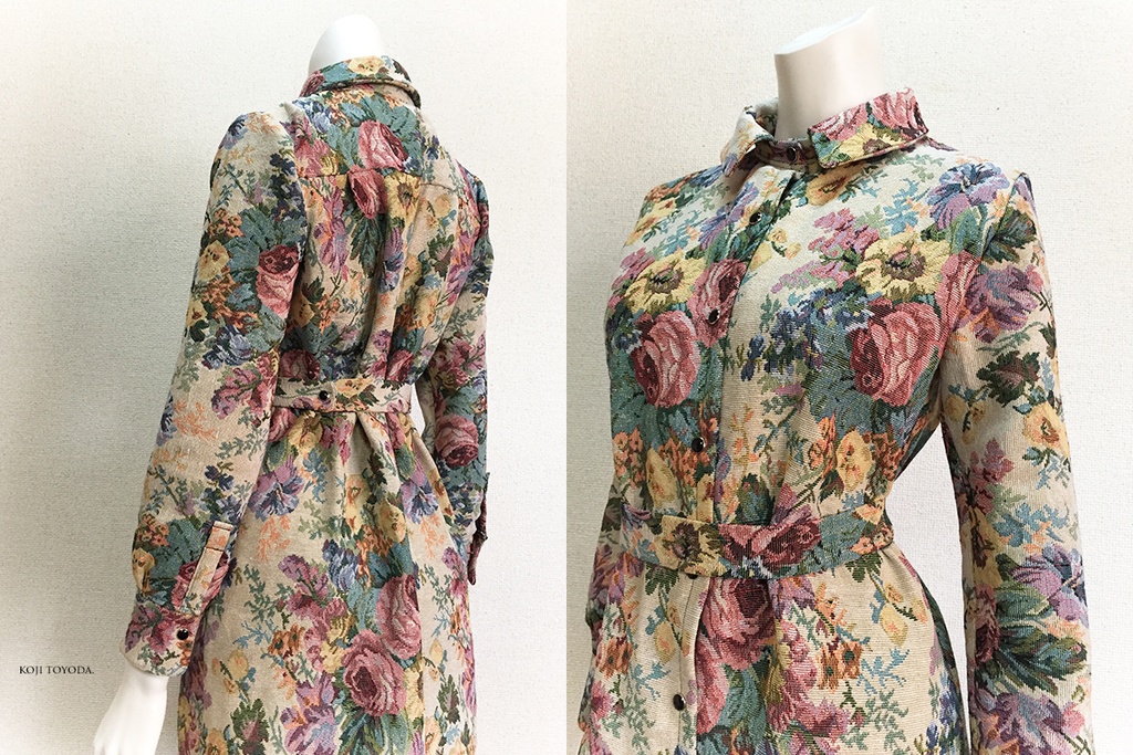 【1点もの・デザイン画付き】ベルト付きゴブラン織りシャツ型コートワンピース(KOJI TOYODA)