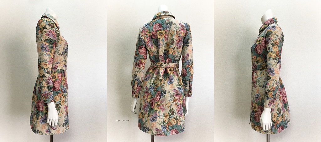 【1点もの・デザイン画付き】ベルト付きゴブラン織りシャツ型コートワンピース(KOJI TOYODA)