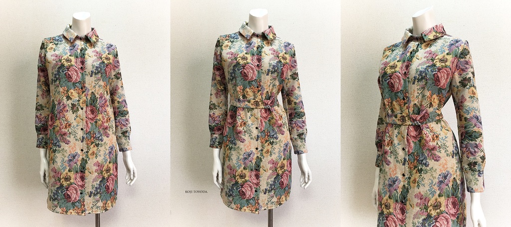 【1点もの・デザイン画付き】ベルト付きゴブラン織りシャツ型コートワンピース(KOJI TOYODA)