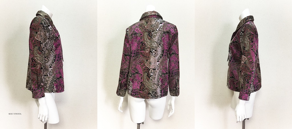 【1点もの・デザイン画付き】フランス製ゴールドラメ糸入り高級花柄ジャガード織りブラウス(KOJI TOYODA)