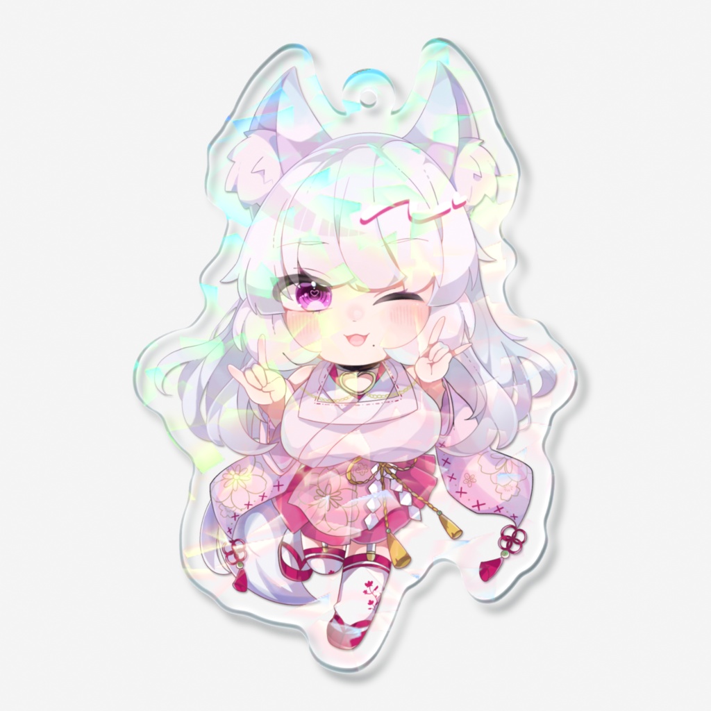 キツネ子　でふぉるめ　ホロ加工アクリルキーホルダー　通常衣装ver