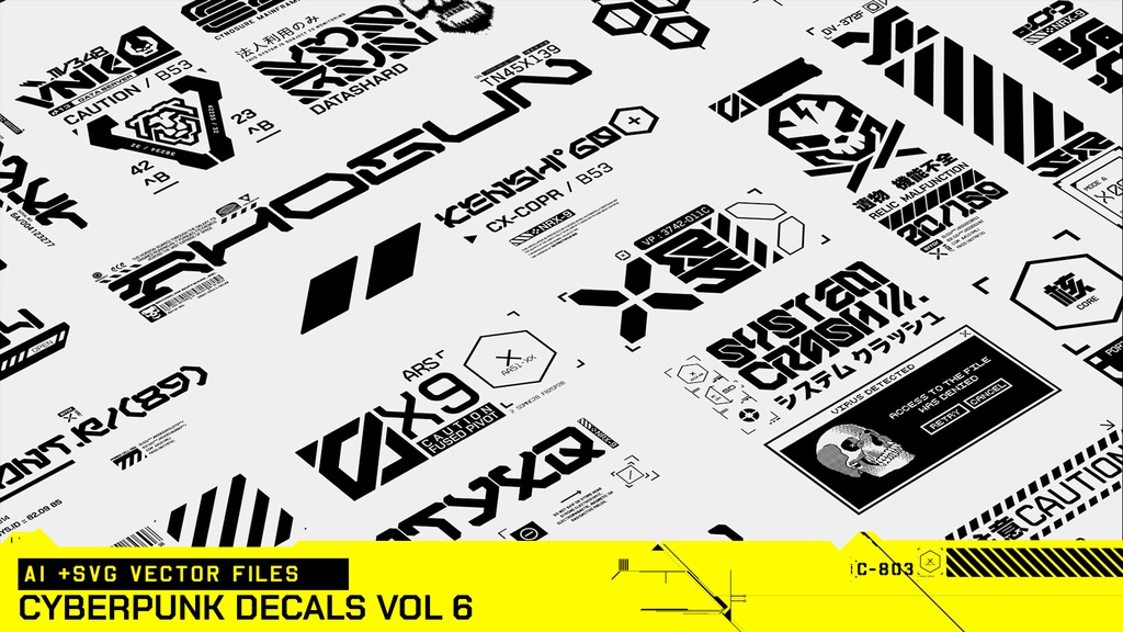 Cyberpunk Decals Vector Pack 6