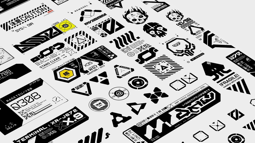 Cyberpunk Decals Vector Pack 6