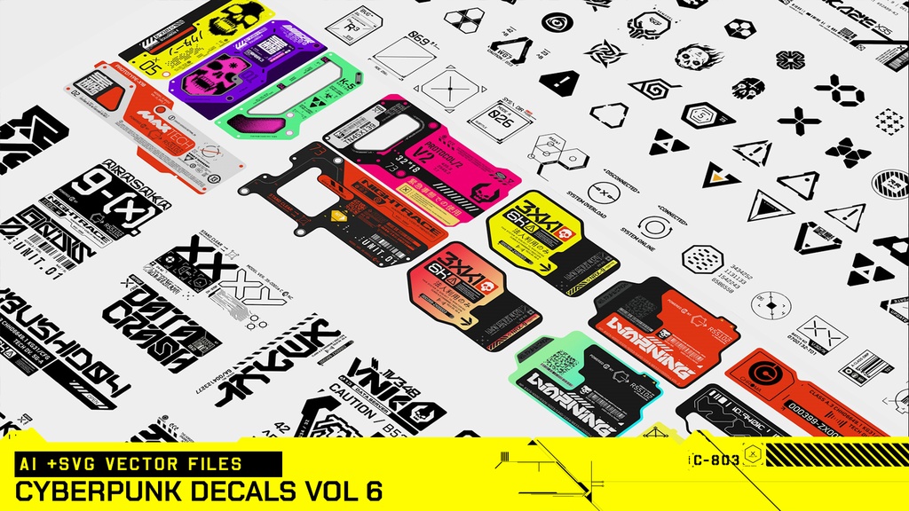 Cyberpunk Decals Vector Pack 6