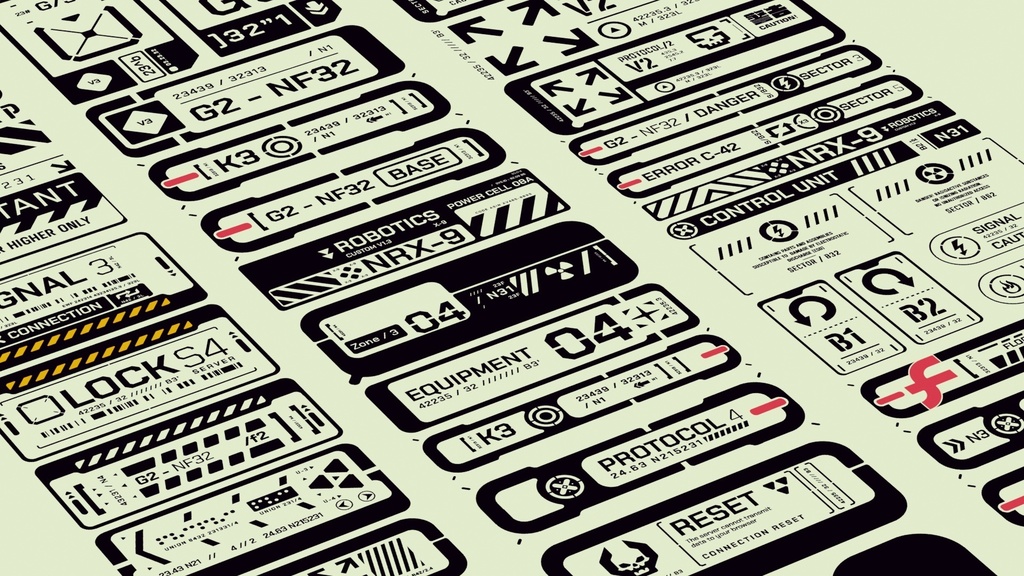 Cyberpunk Decals Vector Pack 4