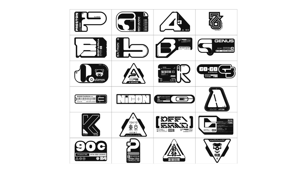 Cyberpunk Decals Vector Pack 03