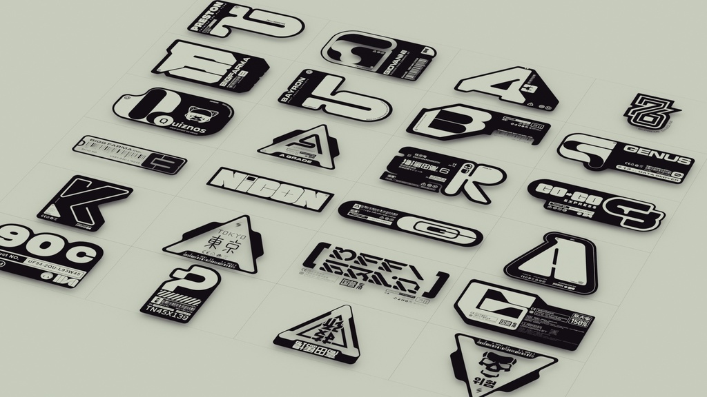 Cyberpunk Decals Vector Pack 03