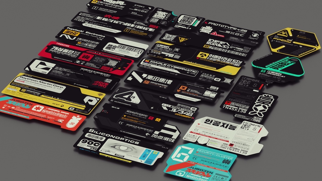 Cyberpunk Decals Vector Pack 03