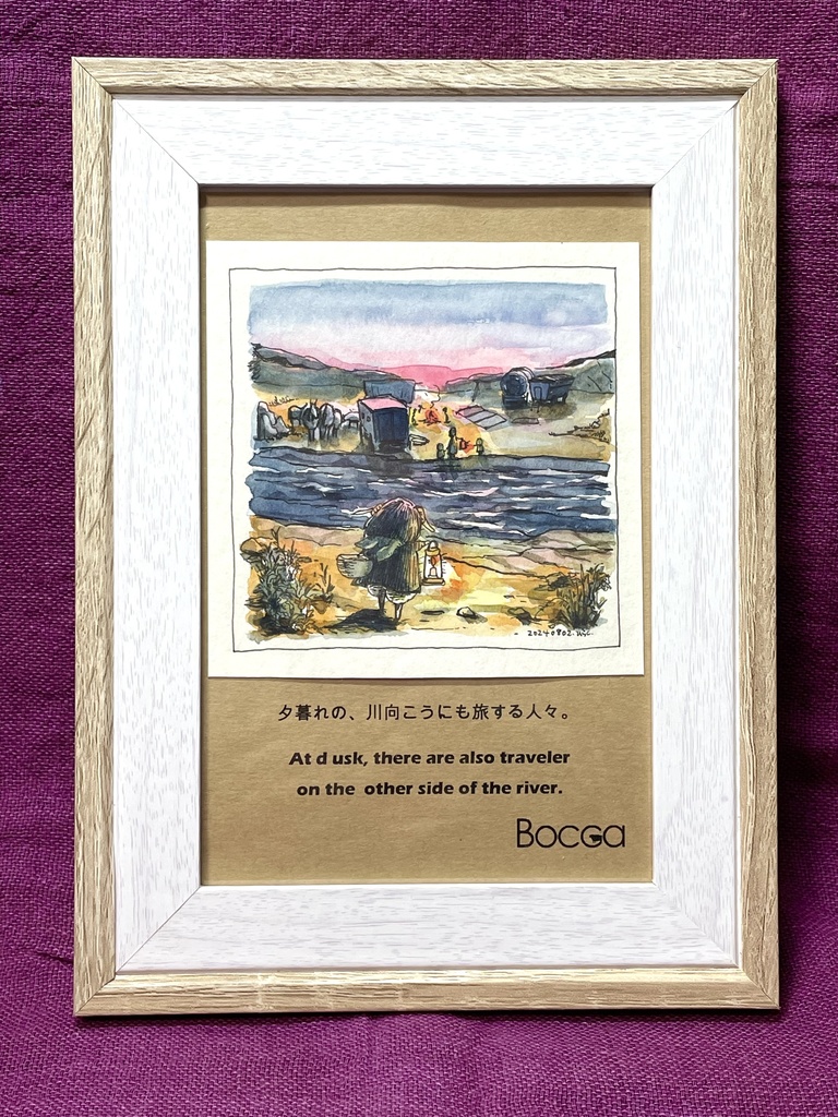 額装原画「夕暮れの川」
