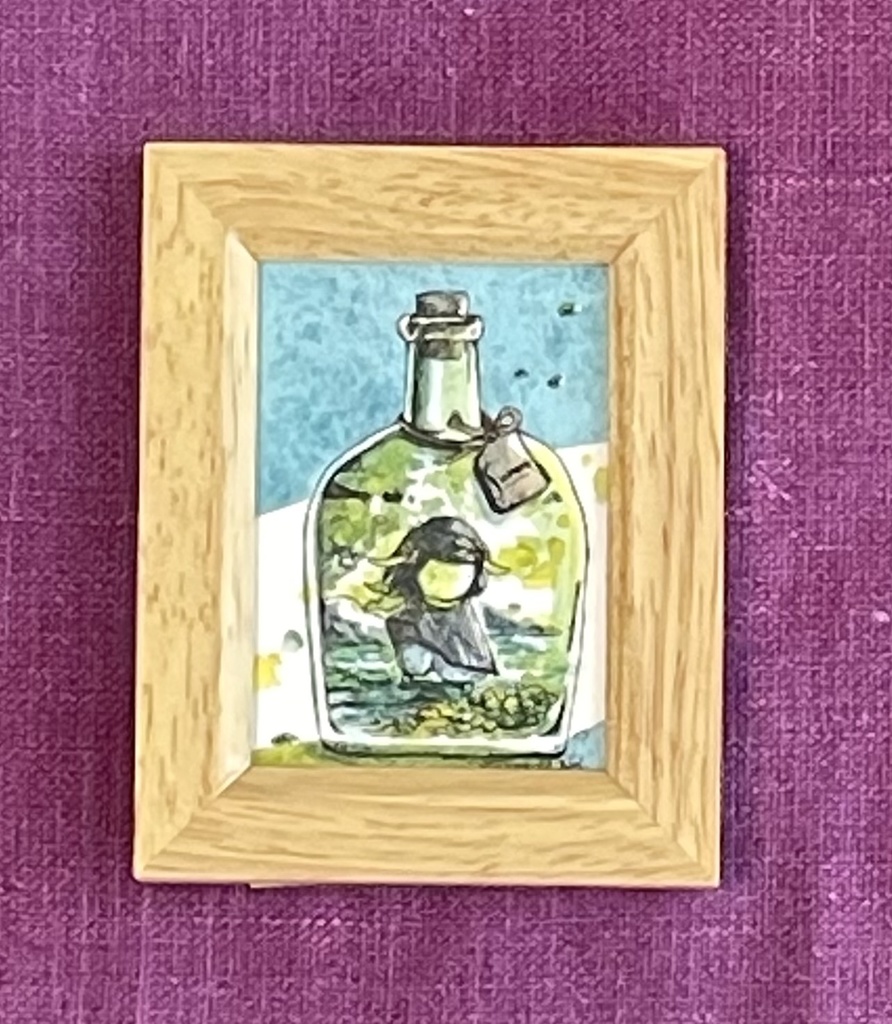 ミニ額装原画「夏の瓶詰め」