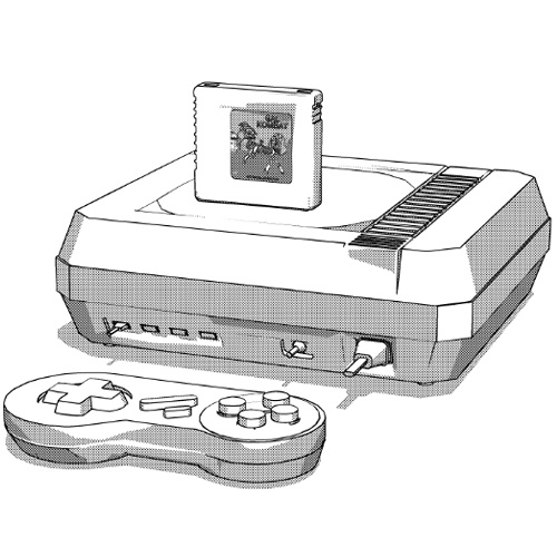 レトロゲームとカセット3本(クリップスタジオ専用3Dオブジェクト)