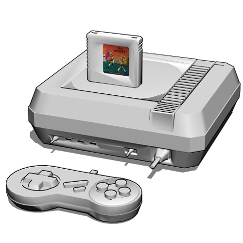 レトロゲームとカセット3本（クリップスタジオ専用3Dオブジェクト）