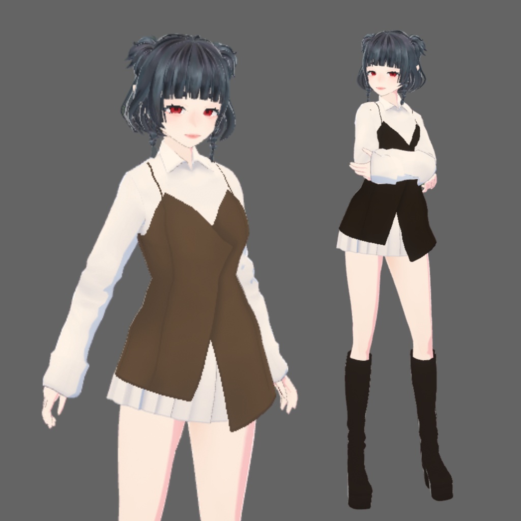 blazer vest dress and slit skirt full set