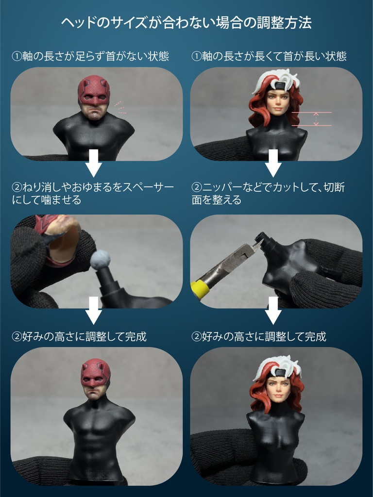 1/12 アクションフィギュア用 ヘッドスタンド CP001(トルソー)