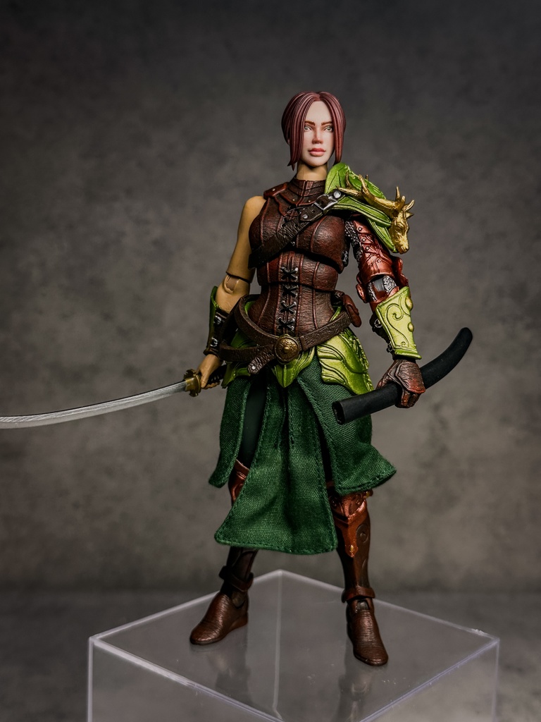 【カスタムヘッド】HF001ファンタジー女性剣士 (mythic legionsなどファンタジーフィギュア、1/10〜1/12スケール向け)