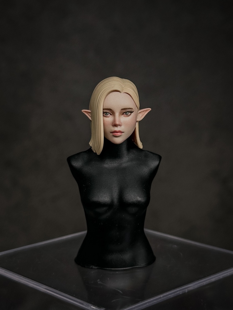 【カスタムヘッド】HF002 ファンタジー女性 エルフ (mythic legionsなどファンタジーフィギュア向け 1/10〜1/12スケール向け)