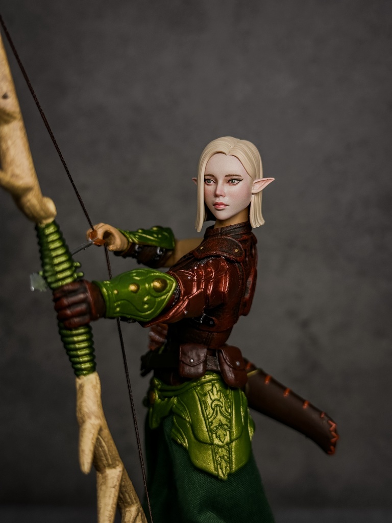 【カスタムヘッド】HF002 ファンタジー女性 エルフ (mythic legionsなどファンタジーフィギュア向け 1/10〜1/12スケール向け)